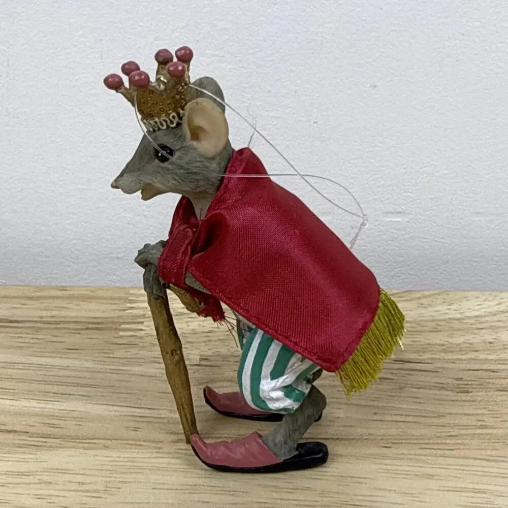 Nutcracker Mouse King Resin Christmas Ornament Pajamas 4”
